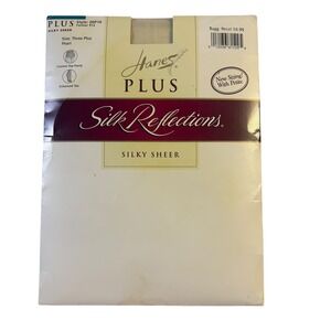 Hanes Plus Size Silk Reflections Silky Sheer Pantyhose Control Top Pearl 3‎ Plus